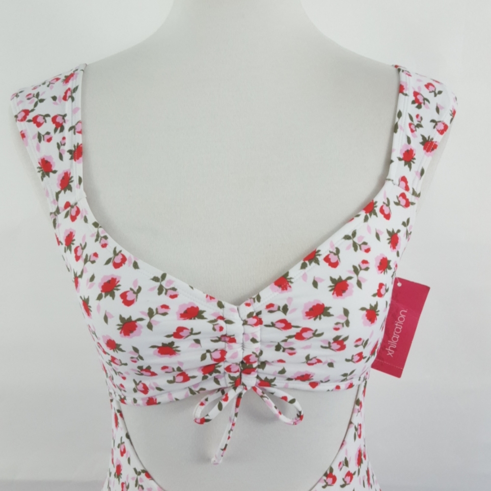 Junior Cinch Front Cut Out One Piece Swimsuit - Picture 4 of 14